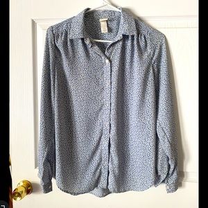 H&M Blue & White Print Blouse